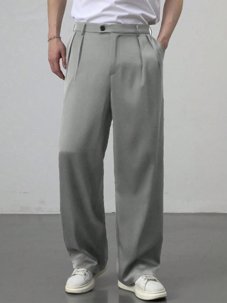 Pleated wide-leg trousers.