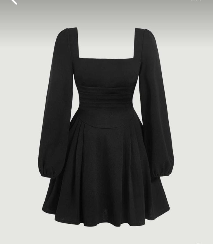 Black Puff sleeve skater dress