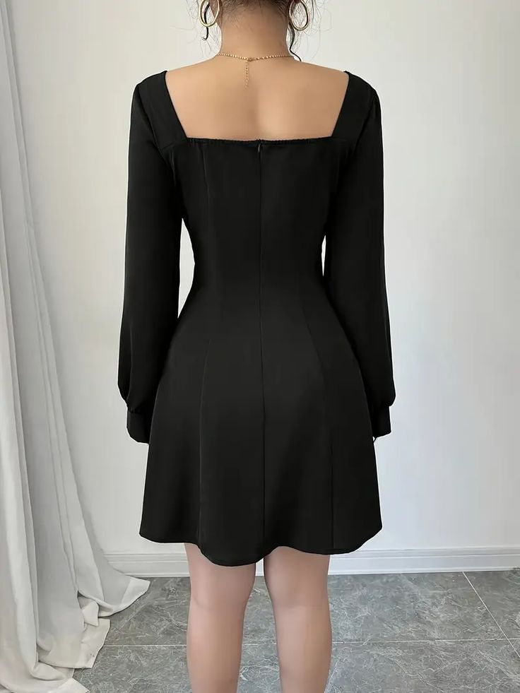 Black Puff sleeve skater dress