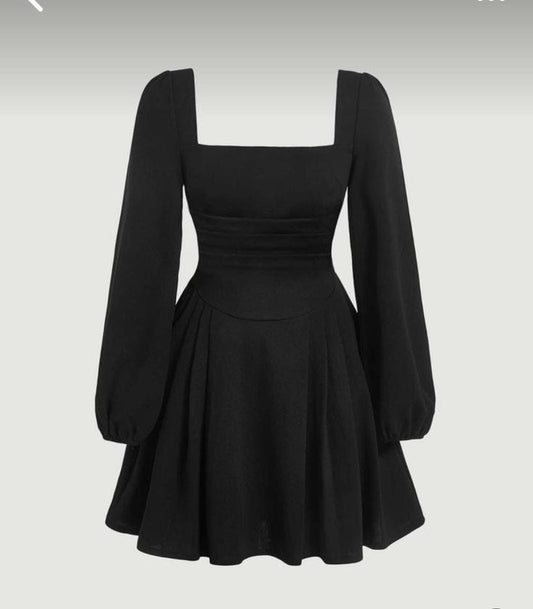 Black Puff sleeve skater dress